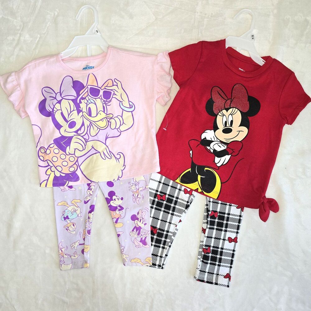Disney Minnie & Daisy Duck 2‑Piece Outfit Set Shirt & Leggings Toddler 24 Months